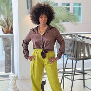 Chocolate Brown Sateen Blouse